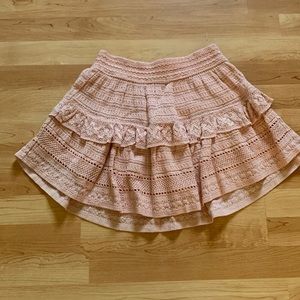 Aerie Pink Ruffle Tiered Mini Skirt